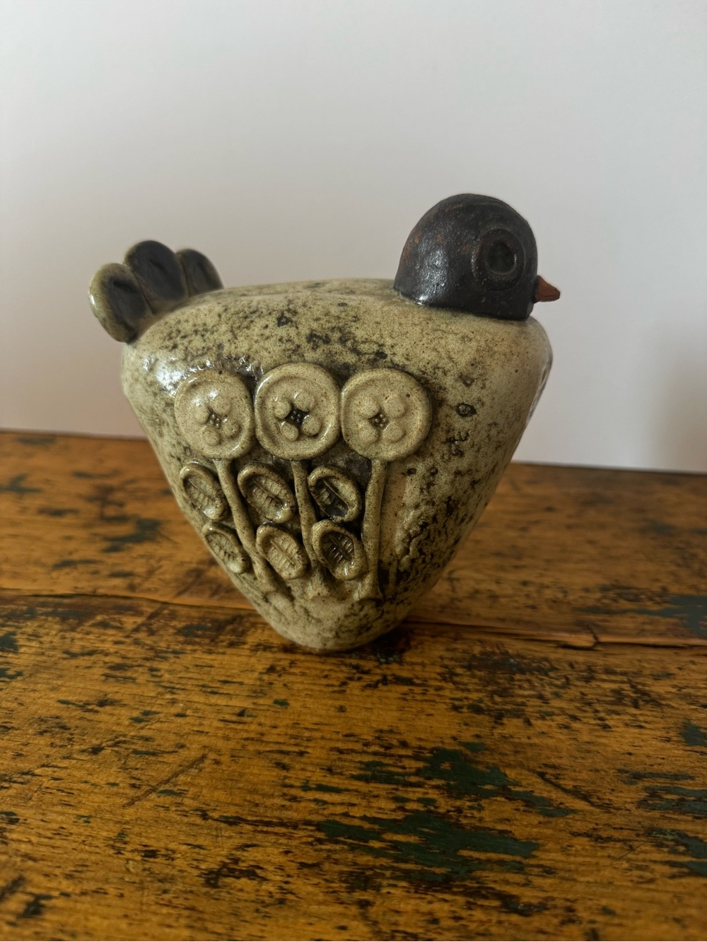 Ceramic Decorative Bird Figurine in Cream and Brown